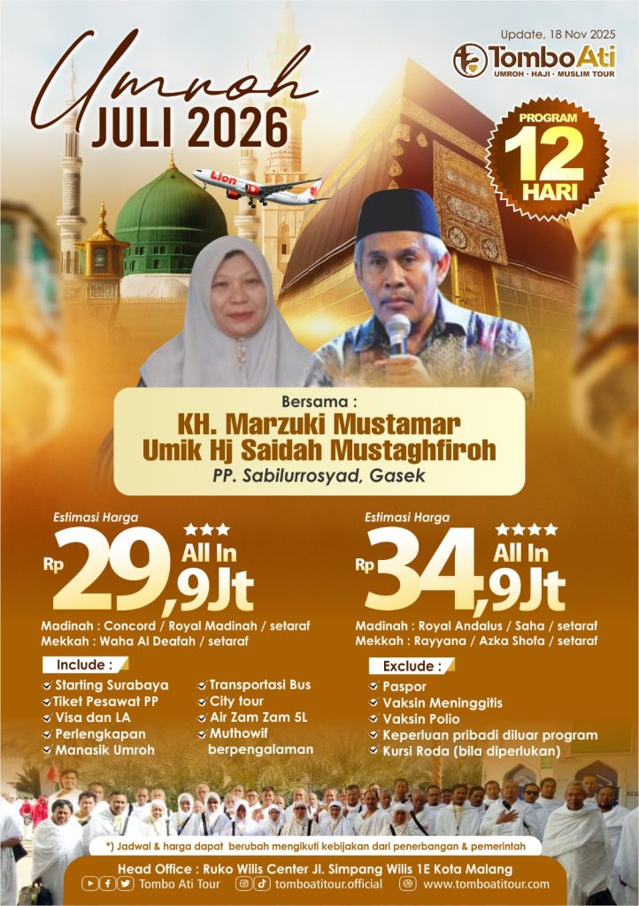 Paket Umroh 2026 Terbaik & Terpercaya Bersama Tombo Ati Tour bersama KH Marzuki