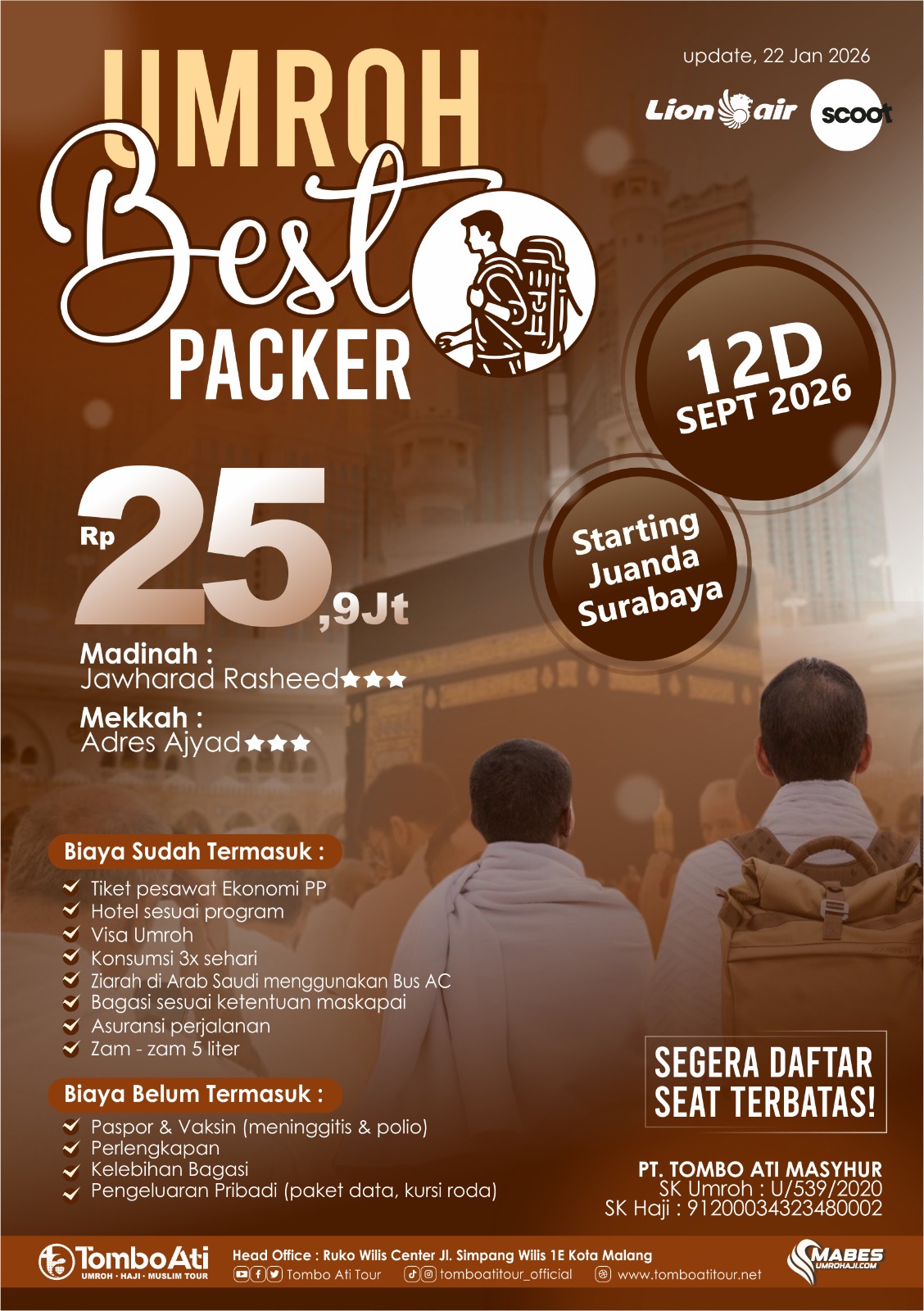 Umroh Best Packer 2026 Mulai Rp25,9 Juta | Paket Umroh Hemat & Nyaman Resmi Kemenag 1 Umroh Best Packer 2026 Murah Resmi Kemenag