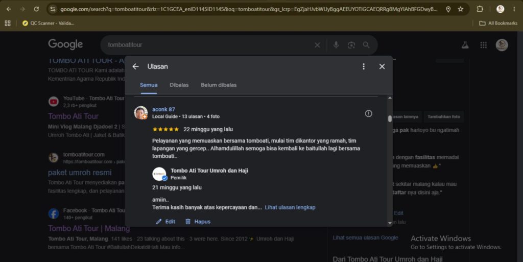 Review Google Tombo Ati Tour Layanan Haji dan Umroh Terbaik Terpercaya