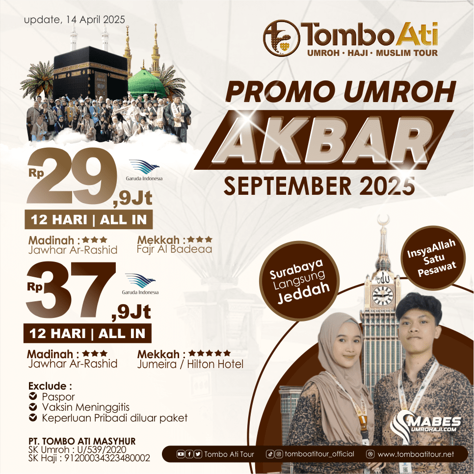 Paket Umroh Akbar 2025 bersama Tombo Ati Tour