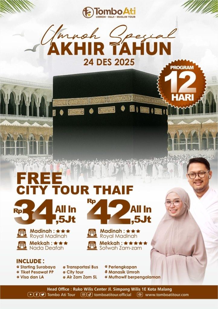 Umroh Spesial Akhir Tahun 2025 Paket 12 Hari Tombo Ati Tour